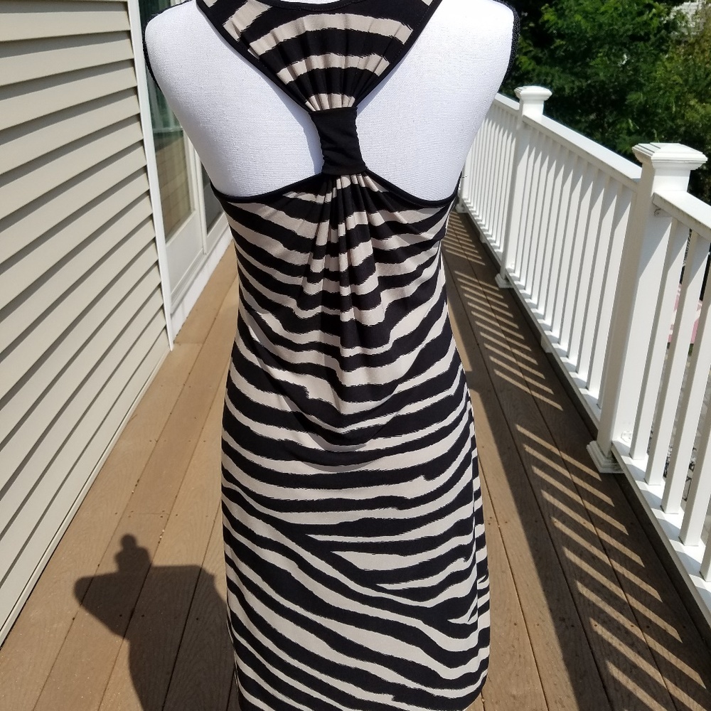 WOMEN ZEBRA STRIPED RACER BACK DRESS MEDIUM Y2k